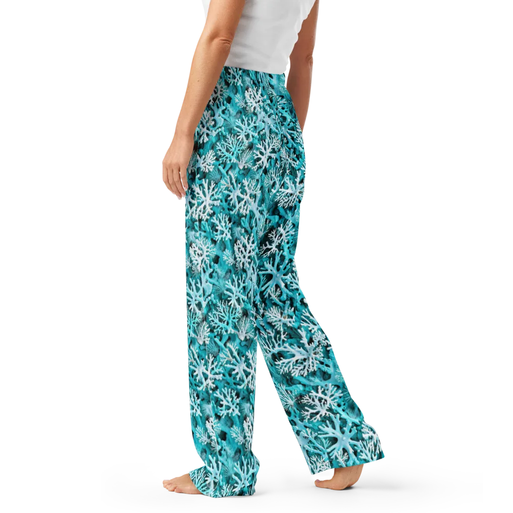 Aqua Coral Bloom on Women's Pajama Pants — Left