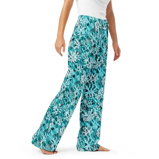 Aqua Coral Bloom on a Women's Pajama Pants