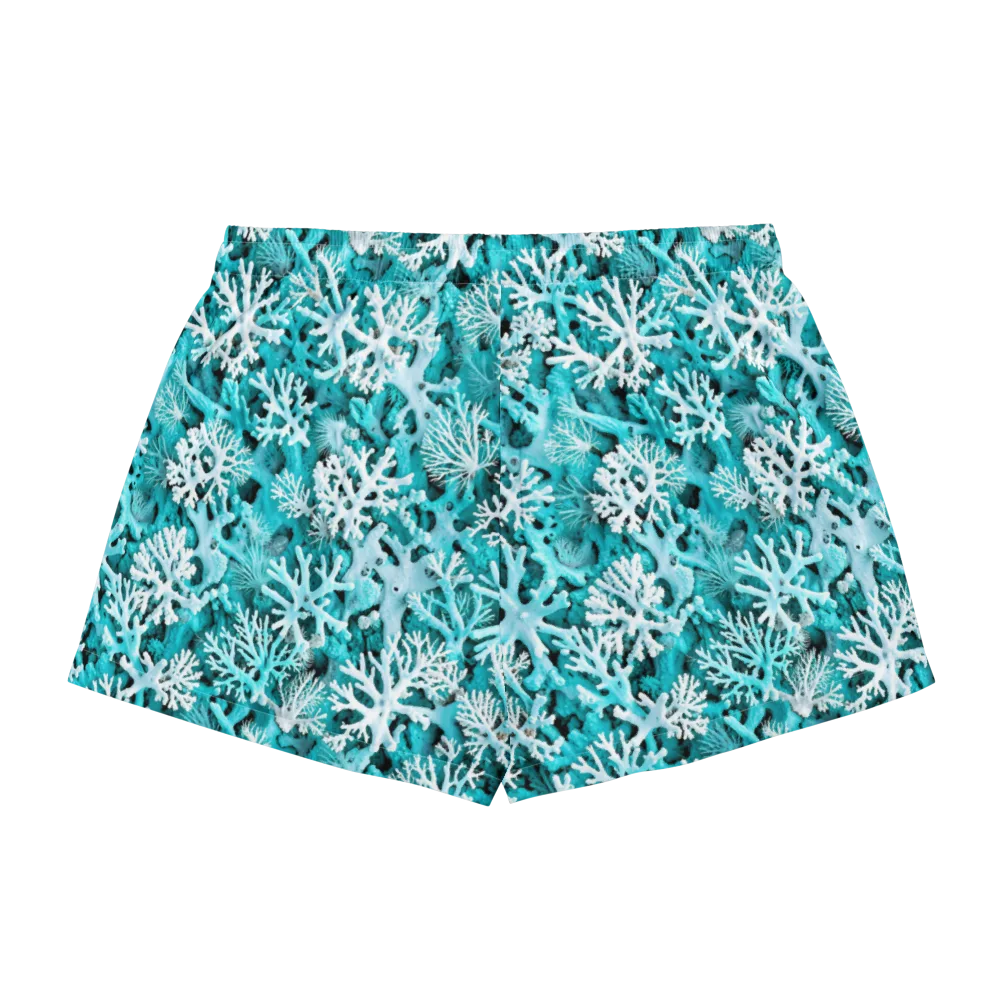 Aqua Coral Bloom on Women's Pajama Shorts — Back