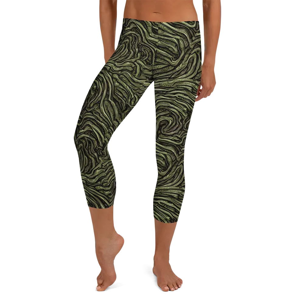 Moss Current on Capri Leggings — Front