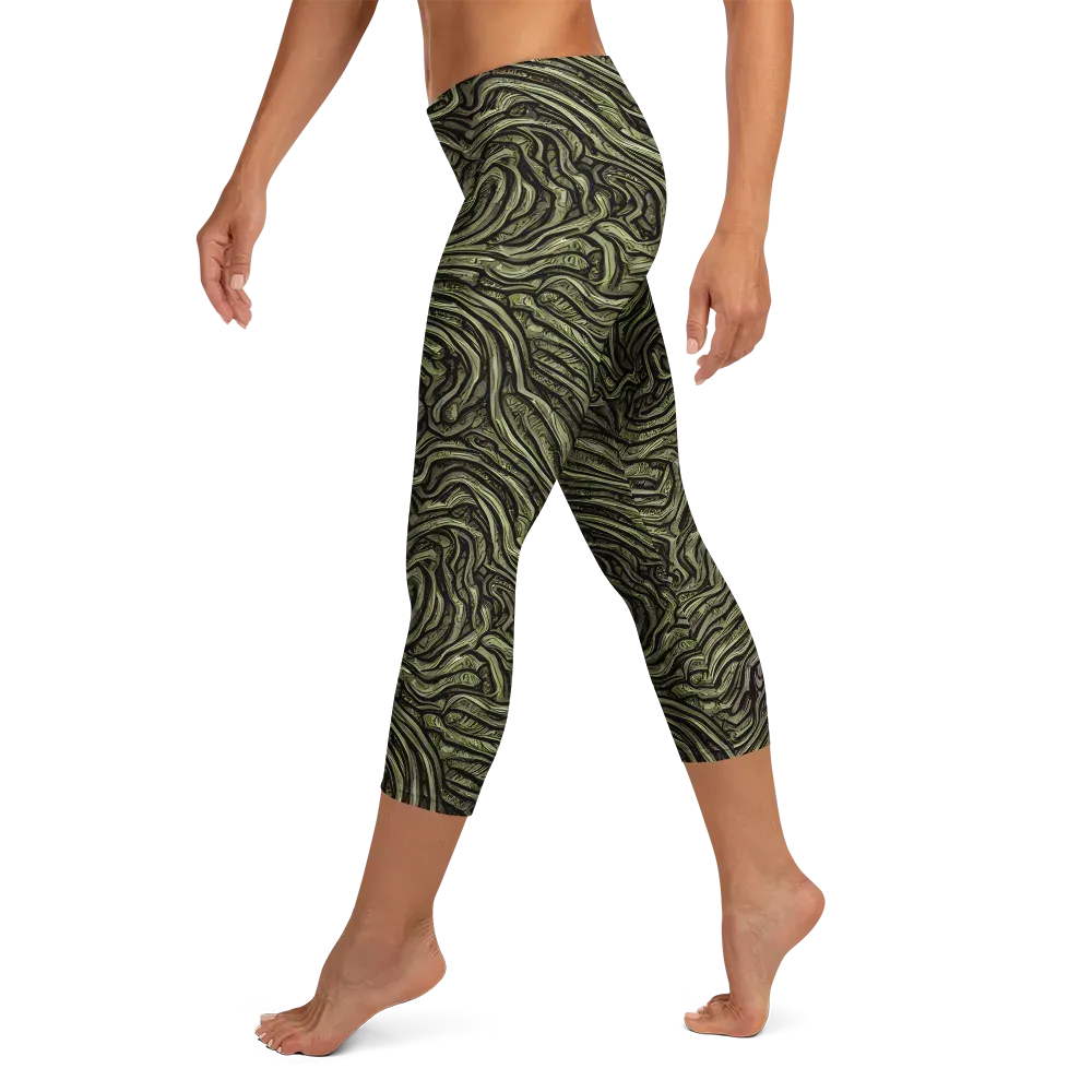 Moss Current on Capri Leggings — Left