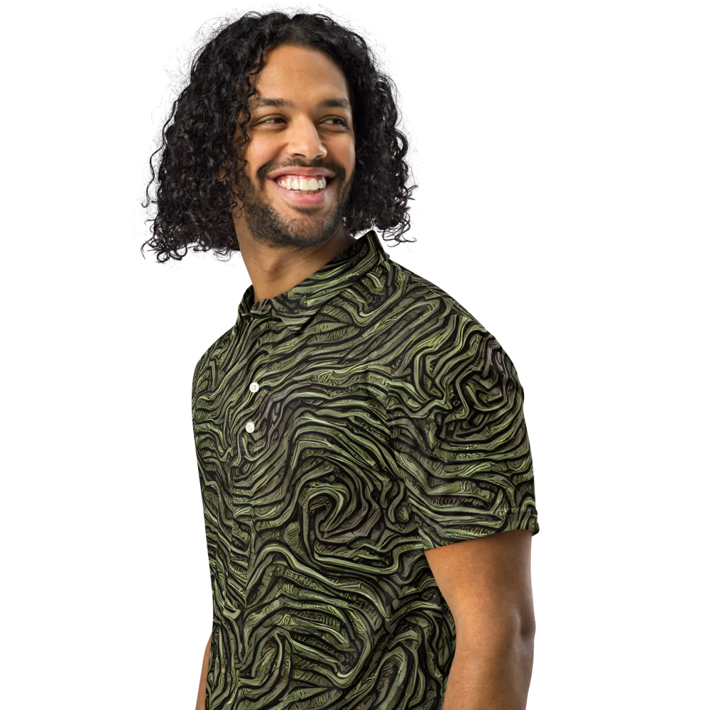 Moss Current on Men's Slim Fit Polo Shirt — Left Front