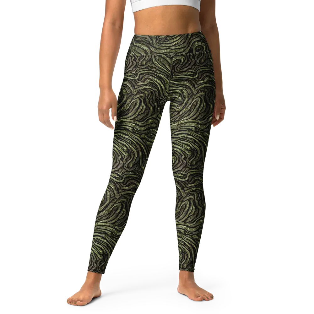Moss Current on Yoga Leggings — Front