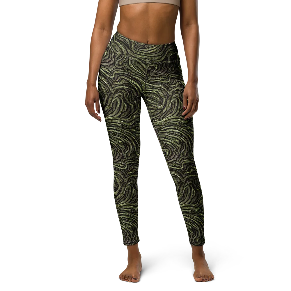 Moss Current on Yoga Leggings — Front