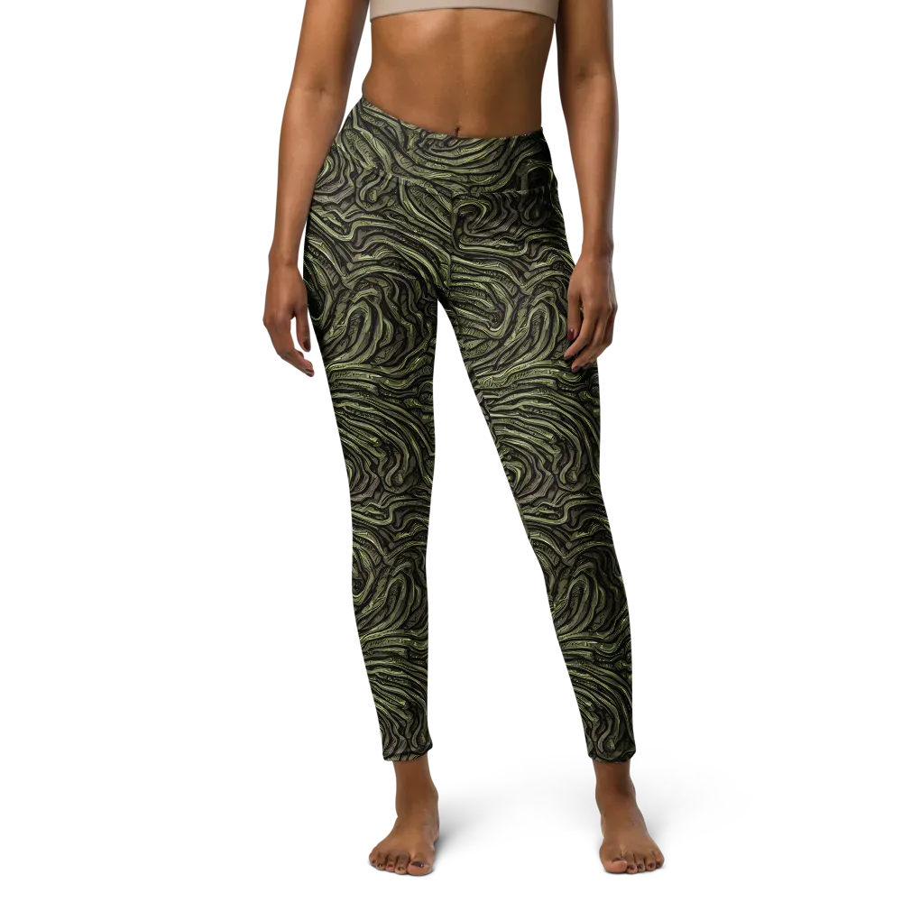 Moss Current on Yoga Leggings — Front