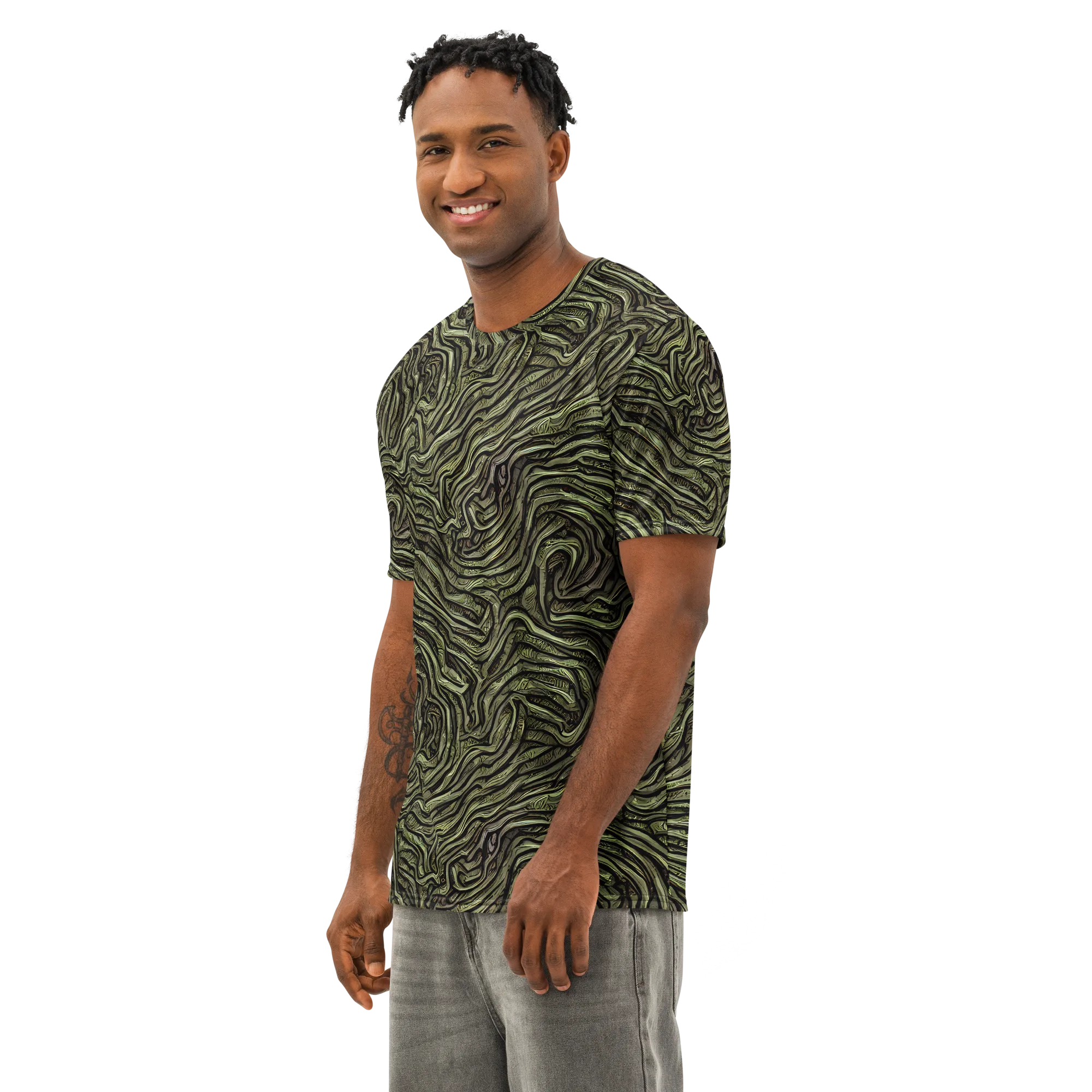 Moss Current on Men's Cotton Crew Neck T-Shirt — Left Front