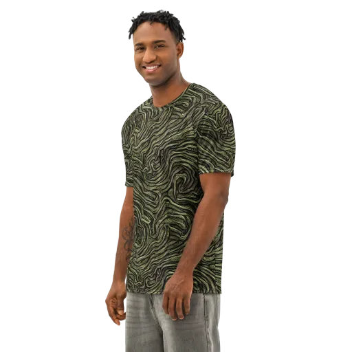 Moss Current on a Men's Cotton Crew Neck T-Shirt