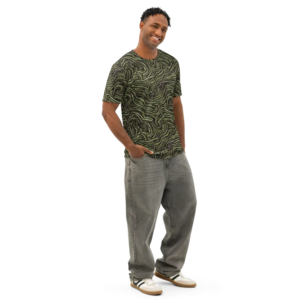 Moss Current on Men's Cotton Crew Neck T-Shirt — Right Front