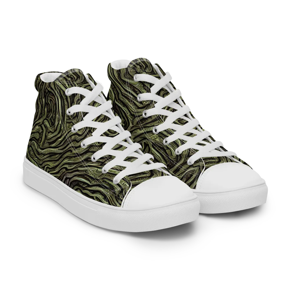 Moss Current on Men's High Top Canvas Shoes — Right Front