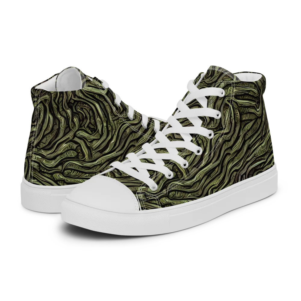 Moss Current on Men's High Top Canvas Shoes — Left