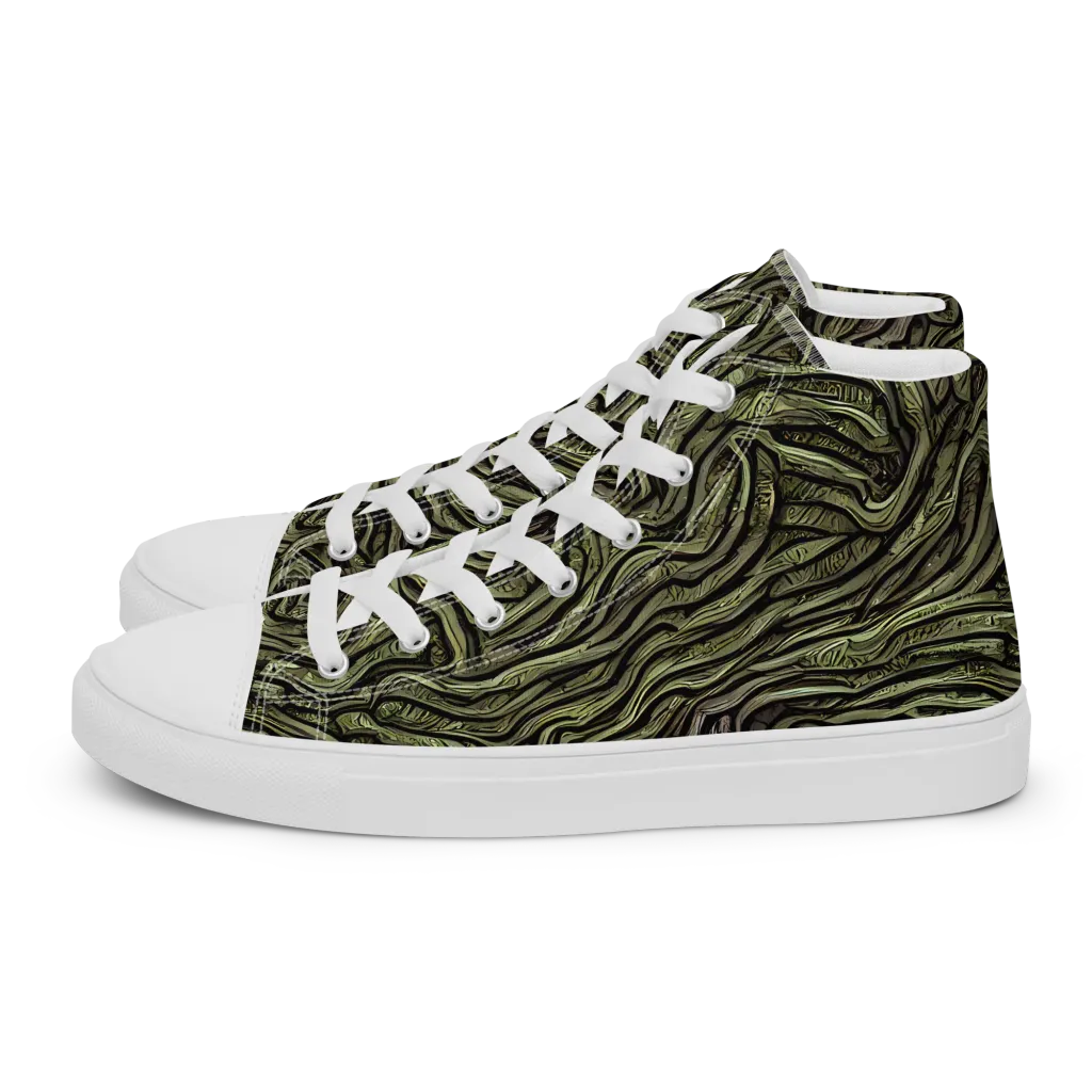 Moss Current on Women's High Top Canvas Shoes — Left