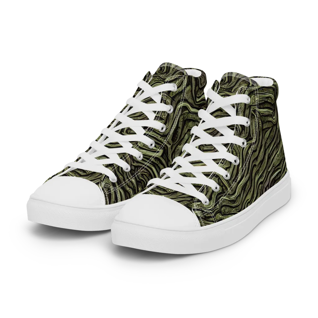 Moss Current on Women's High Top Canvas Shoes — Left Front