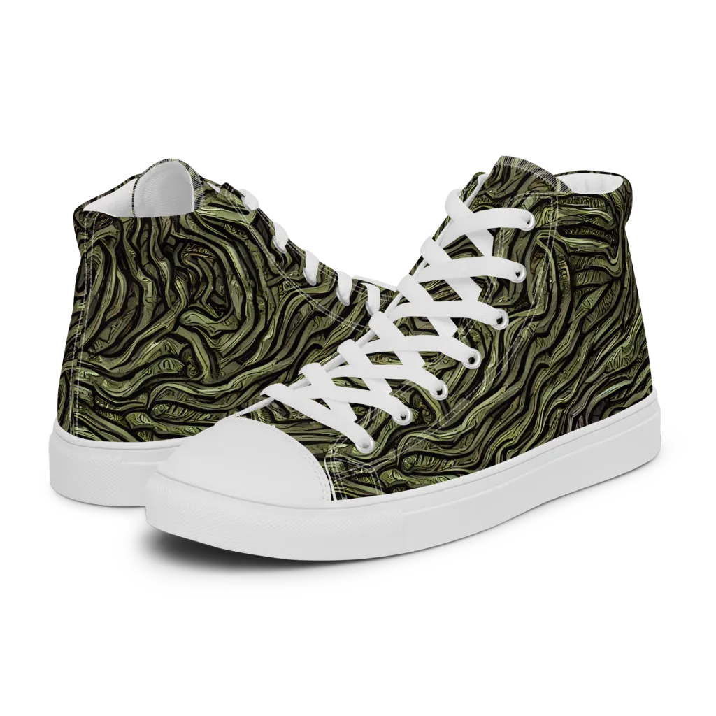 Moss Current on Women's High Top Canvas Shoes — Left