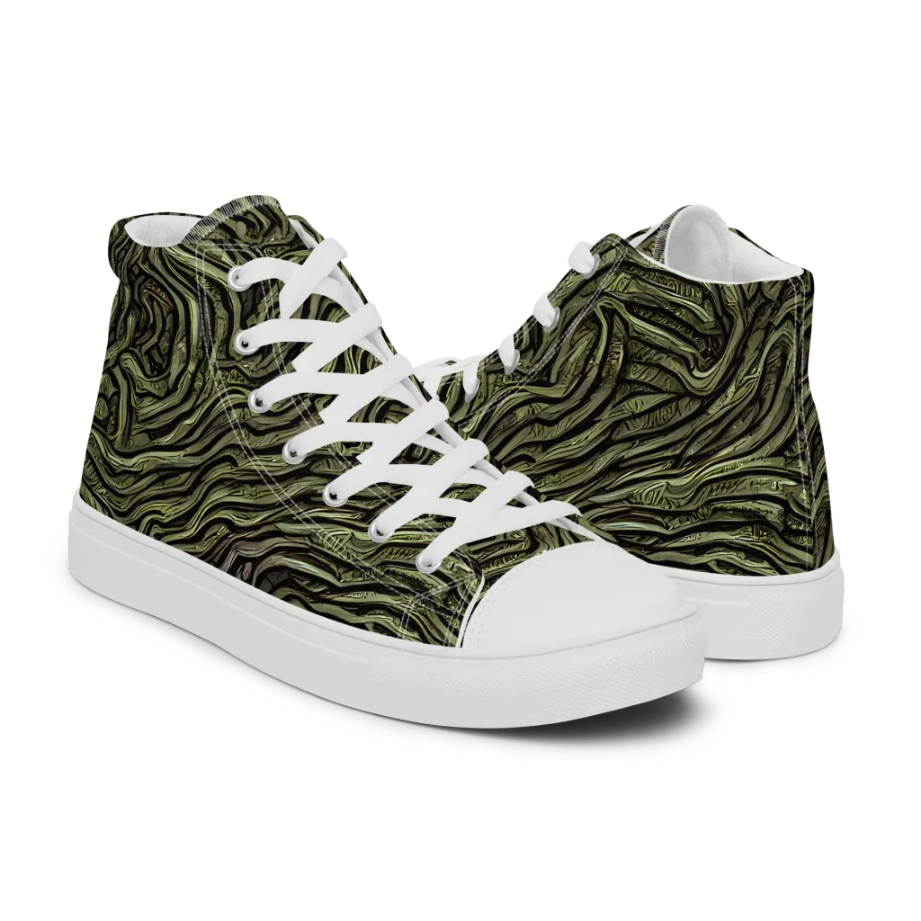 Moss Current on Women's High Top Canvas Shoes — Right
