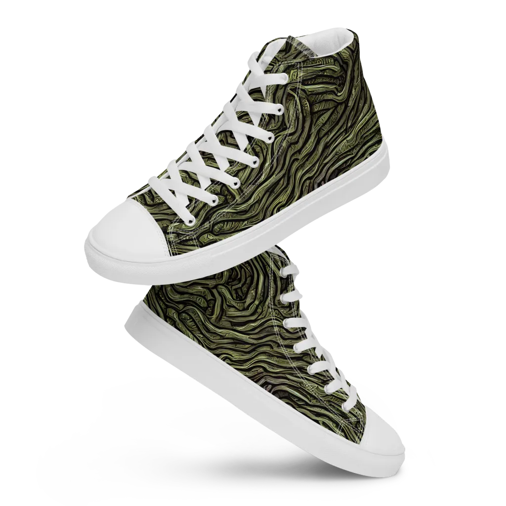 Moss Current on Women's High Top Canvas Shoes — Front