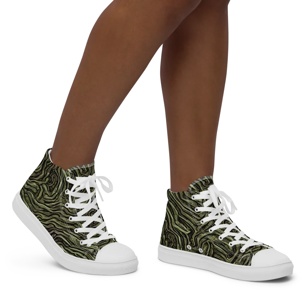 Moss Current on Women's High Top Canvas Shoes — Right
