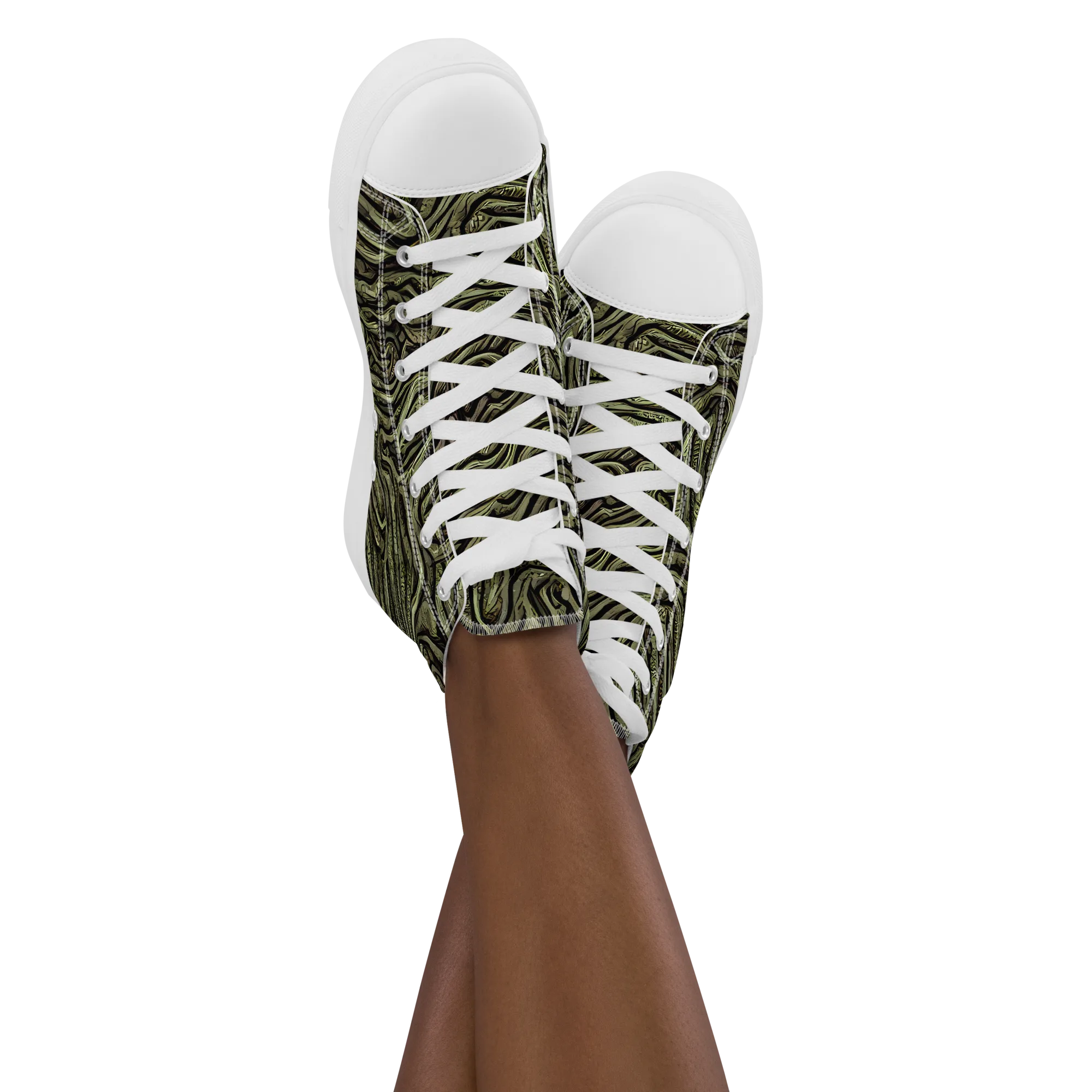 Moss Current on Women's High Top Canvas Shoes — Front