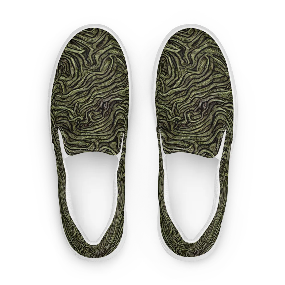 Moss Current on Men's Slip-On Canvas Shoes — Front