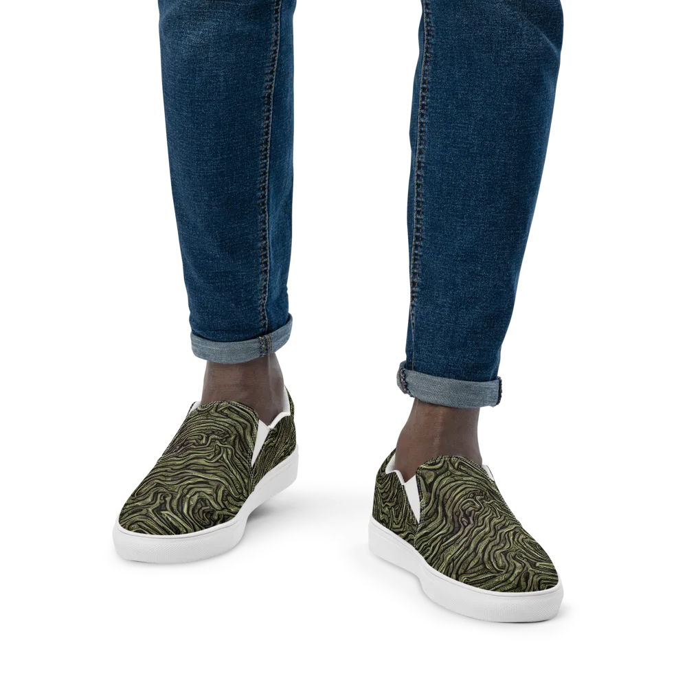 Moss Current on Men's Slip-On Canvas Shoes — Front