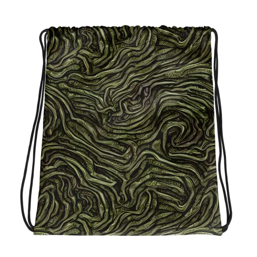 Moss Current on a Drawstring Bag