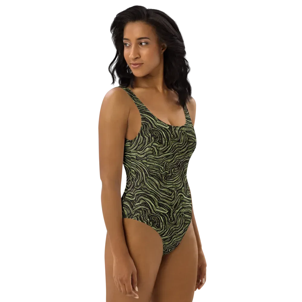 Moss Current on One-Piece Swimsuit — Right
