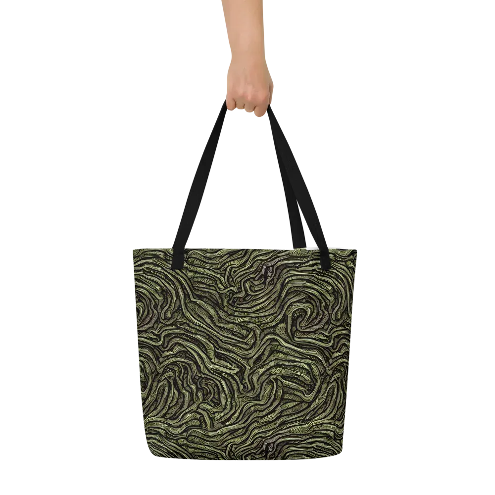 Moss Current on Large Tote Bag W/ Pocket — Front