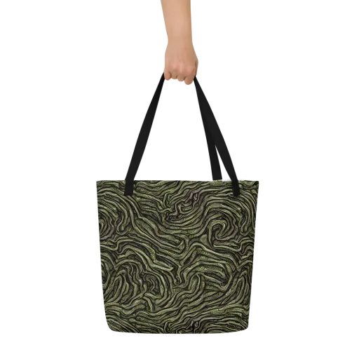 Moss Current on a Large Tote Bag W/ Pocket