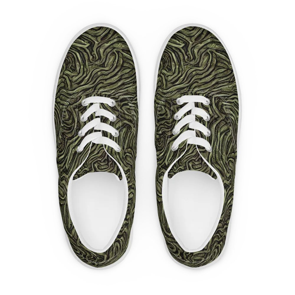 Moss Current on Men's Lace-Up Canvas Shoes — Front