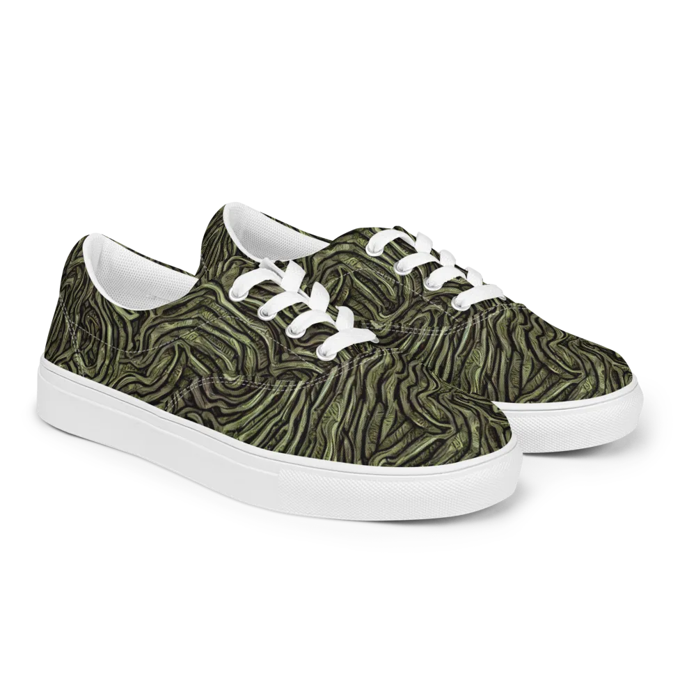 Moss Current on Men's Lace-Up Canvas Shoes — Right Front