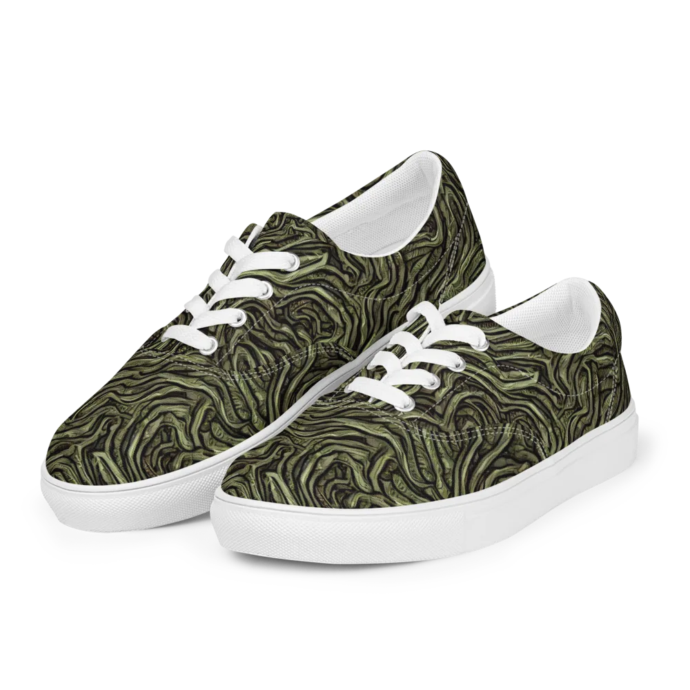 Moss Current on Men's Lace-Up Canvas Shoes — Left Front
