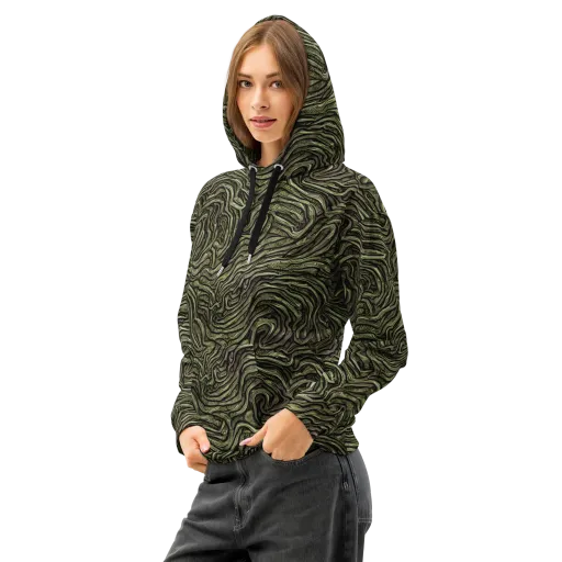 Moss Current on a Cotton Hoodie