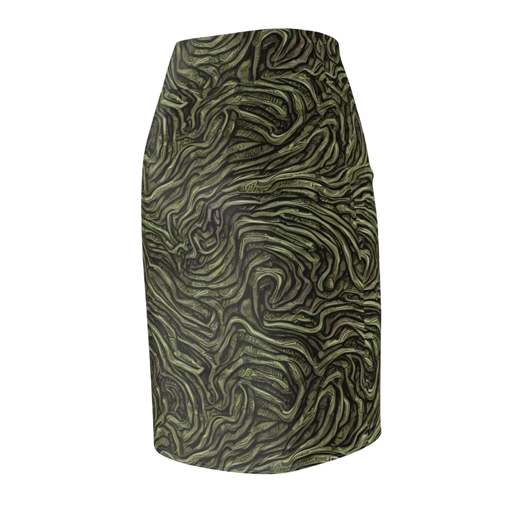 Moss Current on Pencil Skirt — Back Side