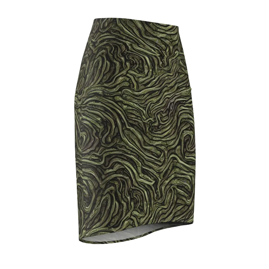 Moss Current on Pencil Skirt — Front Side