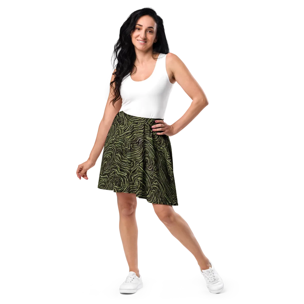 Moss Current on Skater Skirt — Front