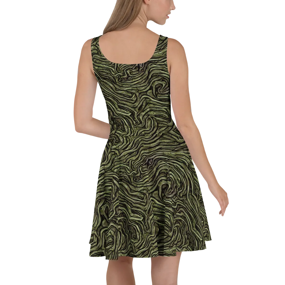 Moss Current on Skater Dress — Back
