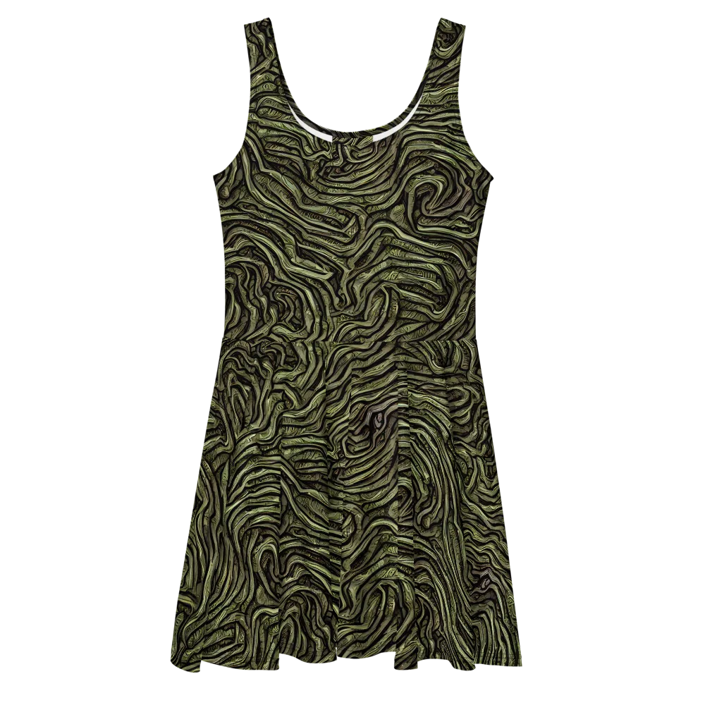 Moss Current on Skater Dress — Front