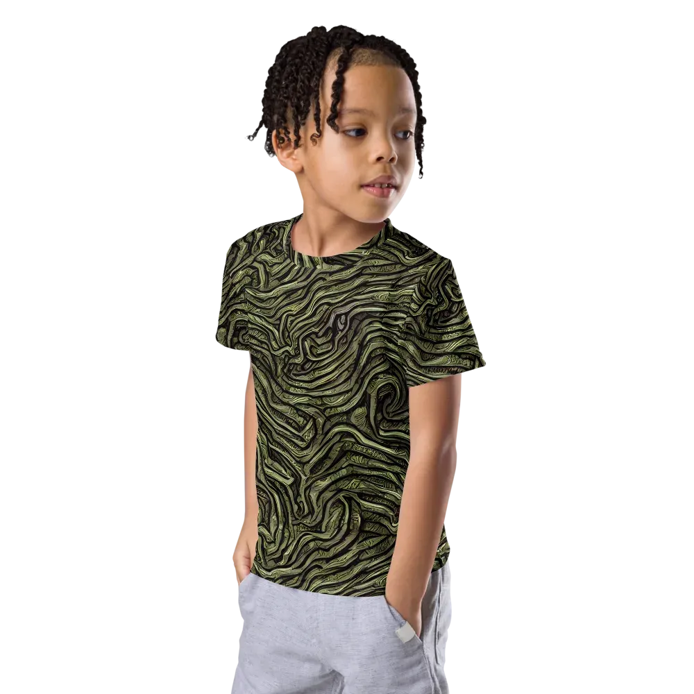 Moss Current on Kids Crew Neck T-Shirt — Left Front