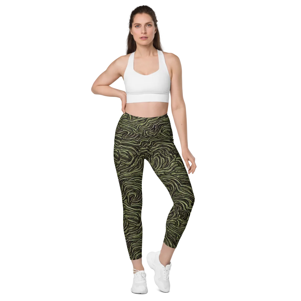 Moss Current on Leggings with Pockets — Front