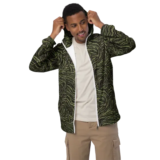 Moss Current on a Men's Windbreaker