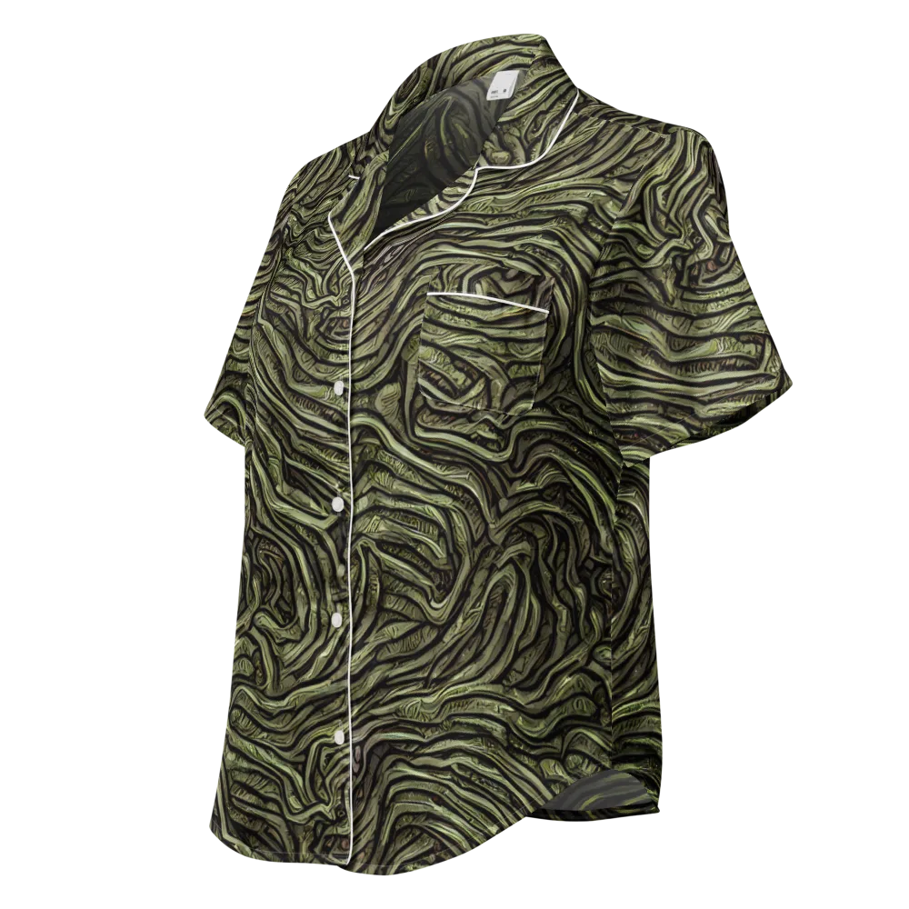 Moss Current on Women's Short Sleeve Pajama Top — Left Front