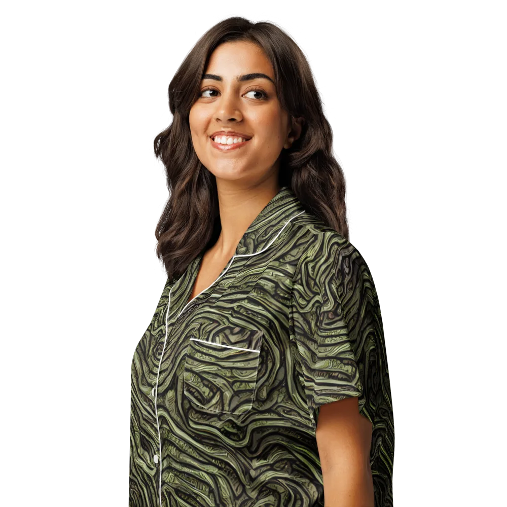 Moss Current on Women's Short Sleeve Pajama Top — Left Front