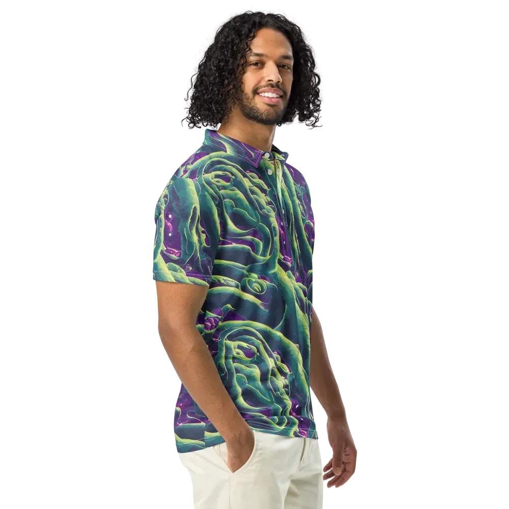 Viridian Flux on Men's Slim Fit Polo Shirt — Right Front