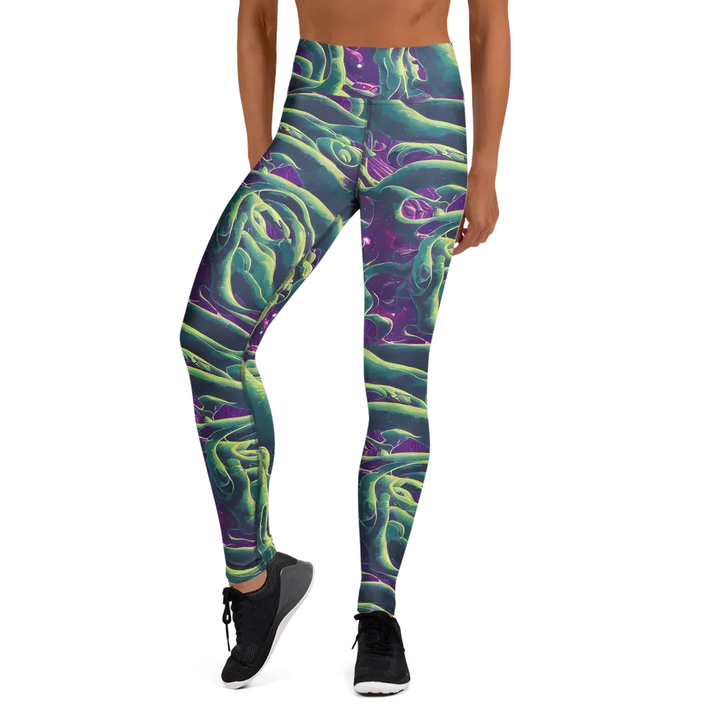 Viridian Flux on Yoga Leggings — Front