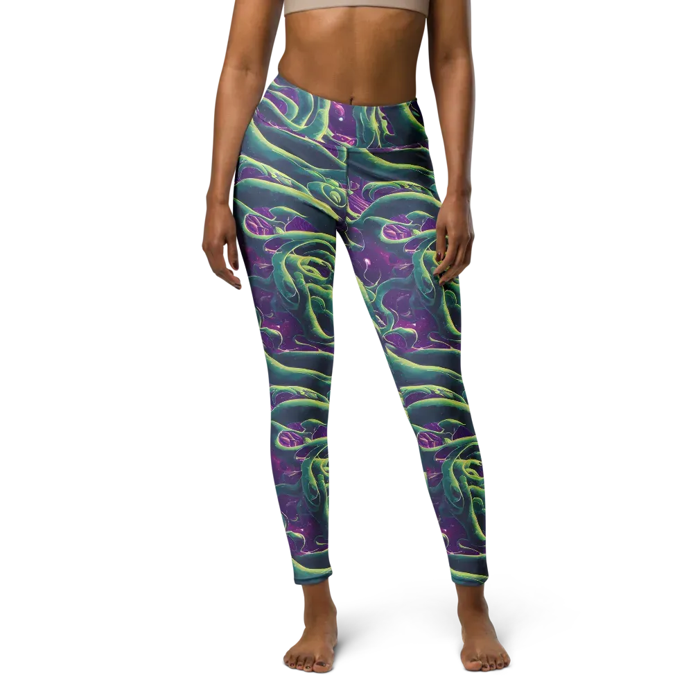 Viridian Flux on Yoga Leggings — Front