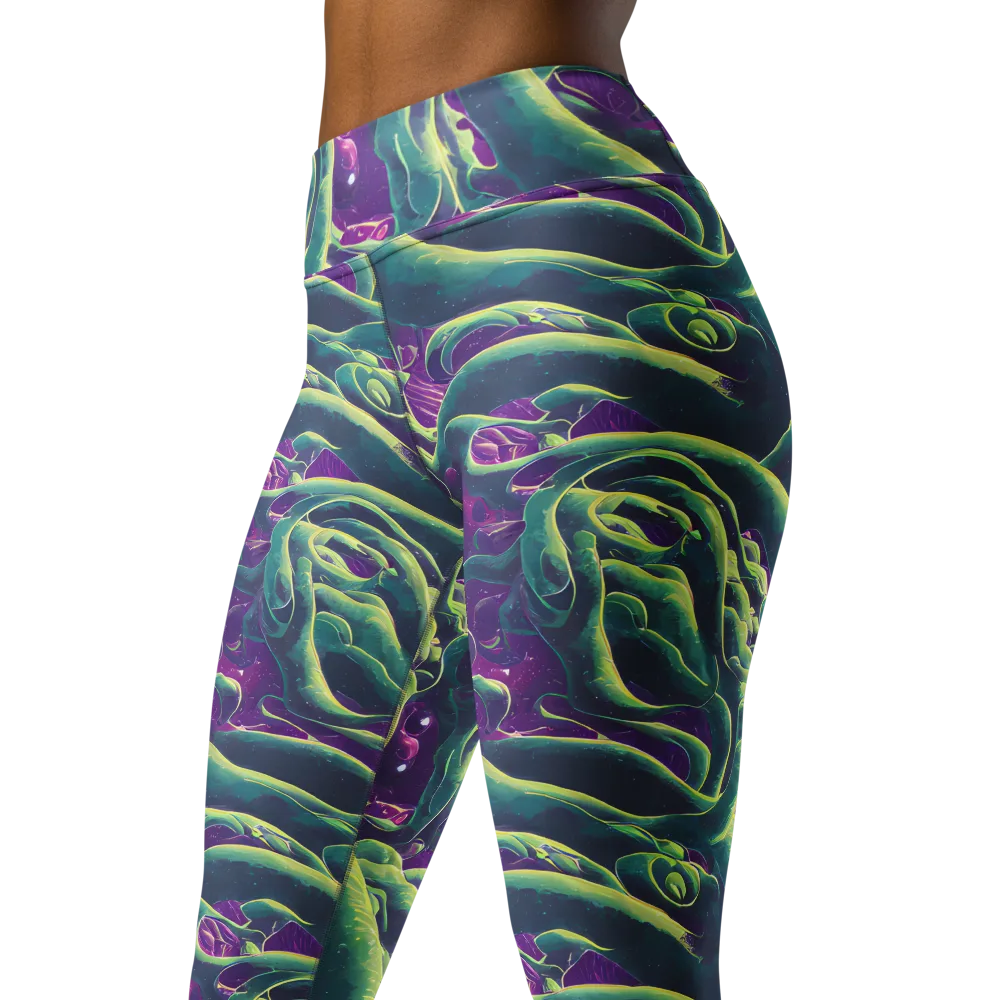 Viridian Flux on Yoga Leggings — Left Front