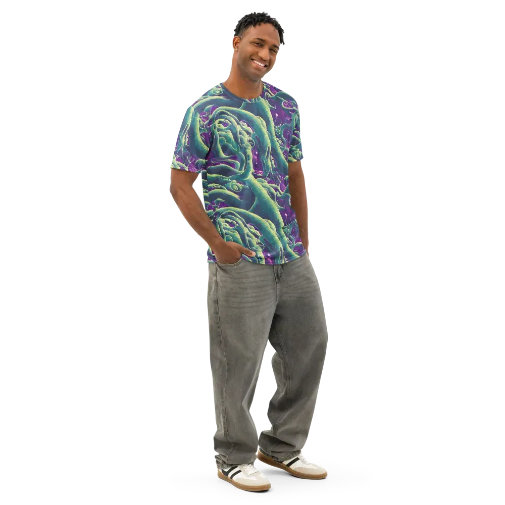Viridian Flux on Men's Cotton Crew Neck T-Shirt — Right Front