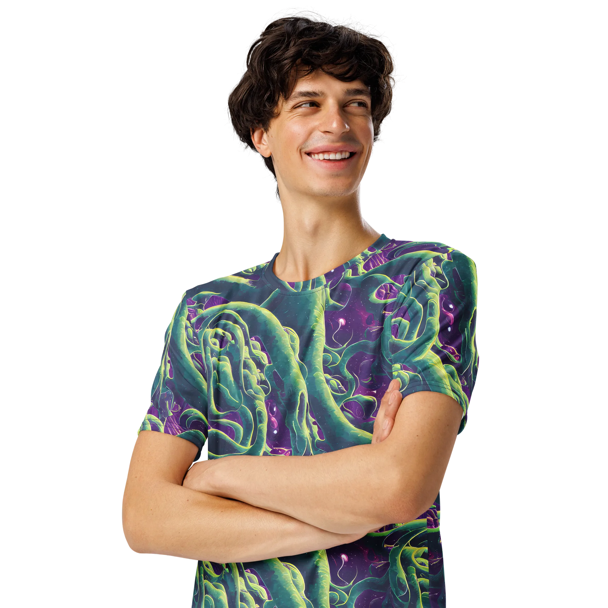 Viridian Flux on Men's Crew Neck T-Shirt — Left Front
