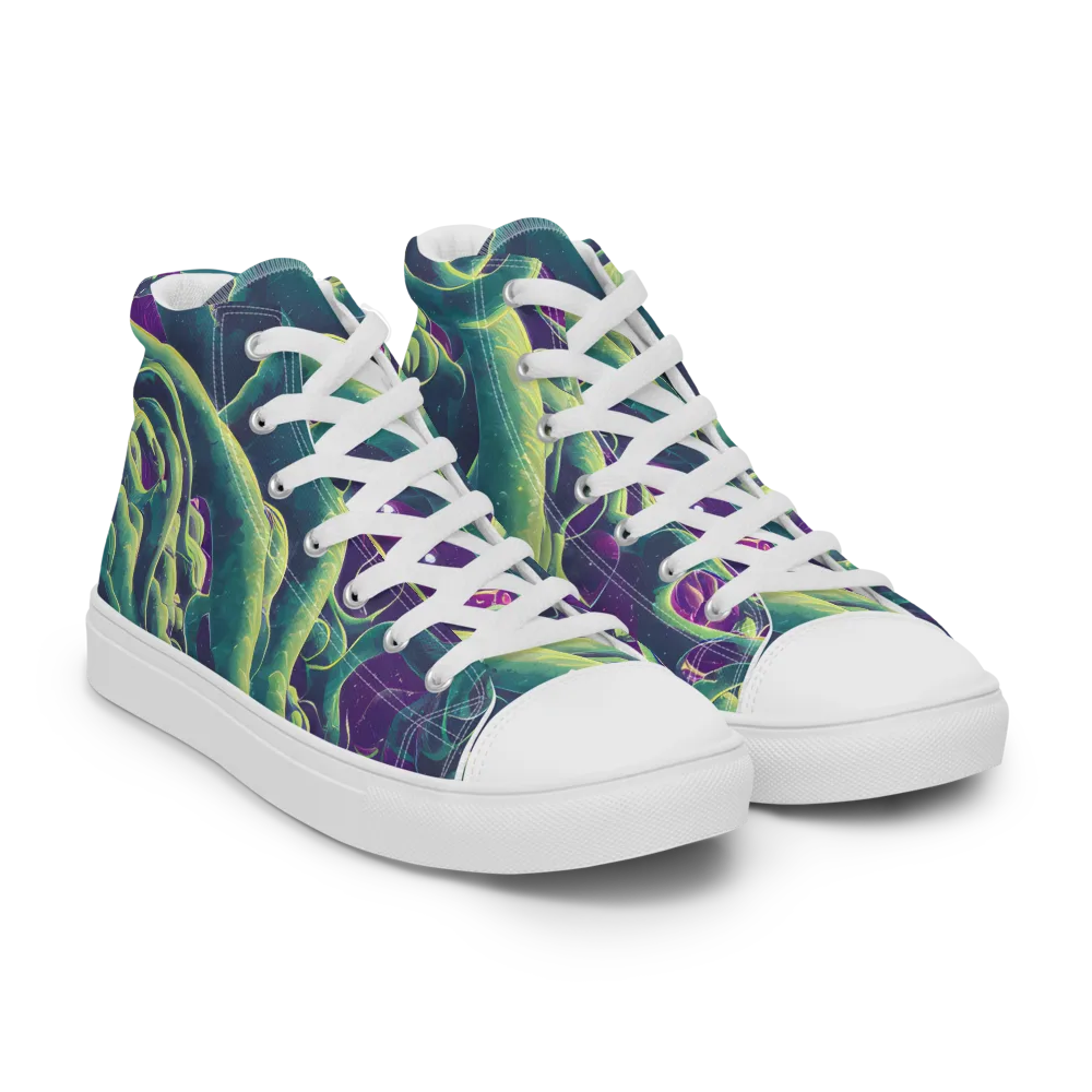 Viridian Flux on Men's High Top Canvas Shoes — Right Front