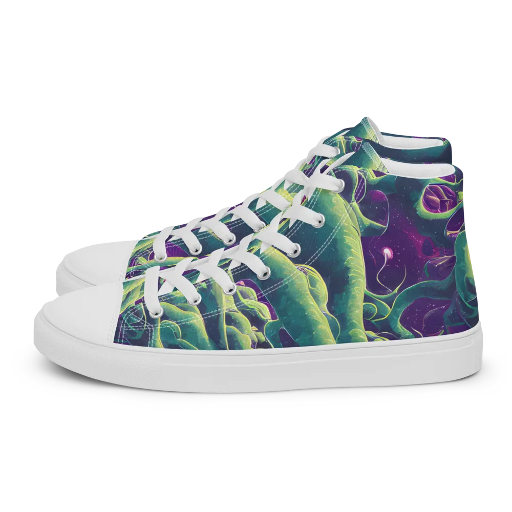Viridian Flux on Men's High Top Canvas Shoes — Left