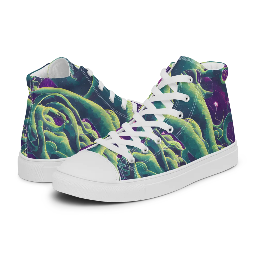 Viridian Flux on Men's High Top Canvas Shoes — Left